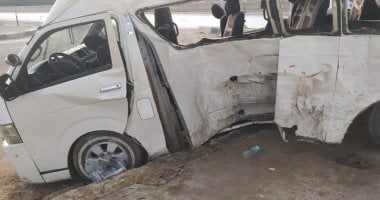 إصابة 7 اشخاص إثر انقلاب ميكروباص فى أطفيح