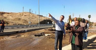 محافظ أسوان يتابع إصلاح كسر خط طرد الكرور