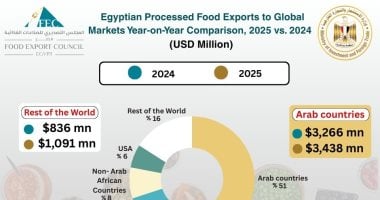6.8 مليار دولار صادرات الأغذية المصرية خلال 2025.. تعرف على أكبر المستوردين