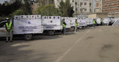 صناع الخير تنظم اصطفافا لآلاف الكراتين الغذائية بالبحيرة استعدادا لتوزيعها.. صور