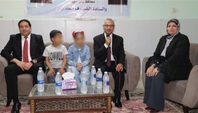 محافظ بني سويف يُعيد على الأطفال الأيتام والمسنين