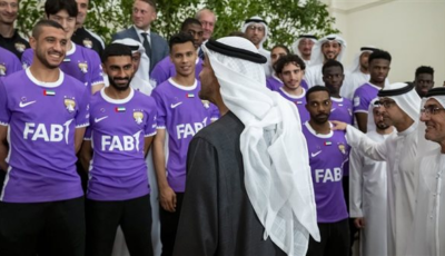 محمد بن زايد يستقبل العين بعد التتويج بالدوري الإماراتي
