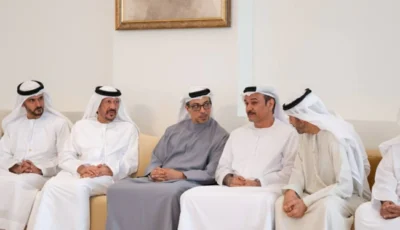 منصور بن زايد يعزي في وفاة أحمد الحمادي وفاطمة علي أحمد