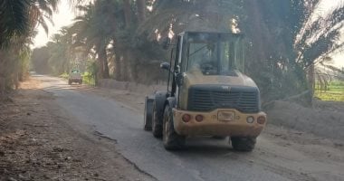 رفع كفاءة طريق أبو غلاب الغنيمية بأسوان ووضع أعمدة إنارة لمنع الحوادث.. صور