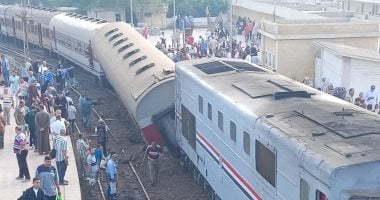 خروج عربة قطار عن القضبان بمحطة محلة روح بطنطا وإصابة 14 راكبا