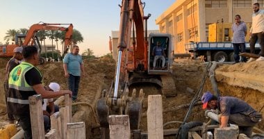 مياه القناة تواصل إصلاح خط الطرد الرئيسي بمحطة فايد