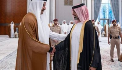 عمار بن حميد يعزي أمير قطر في وفاة حمد بن خليفة